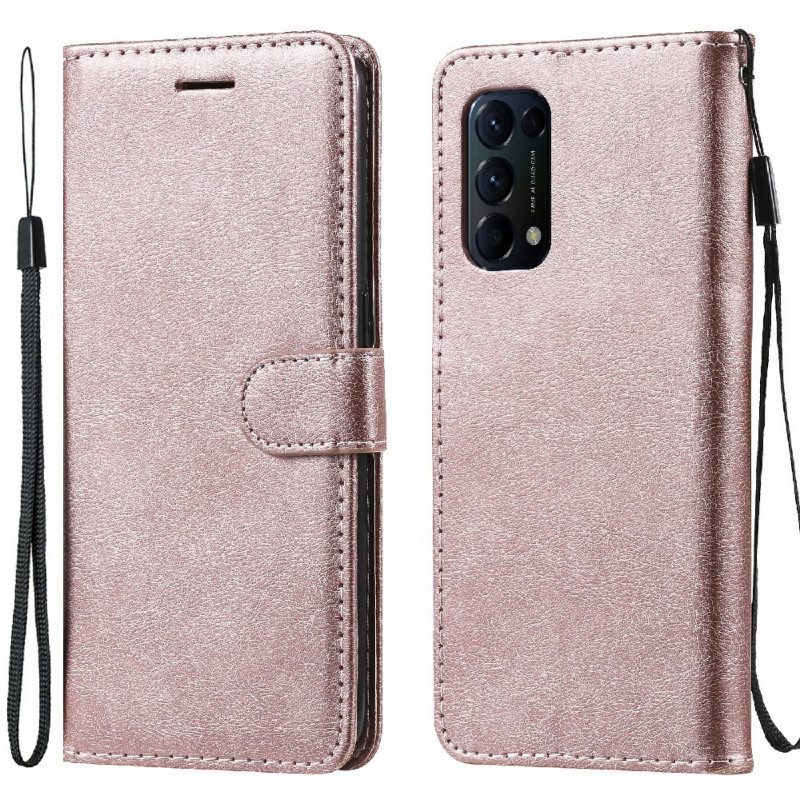 Folio-hoesje voor Oppo Find X3 Lite Met Ketting Strappy Leereffect