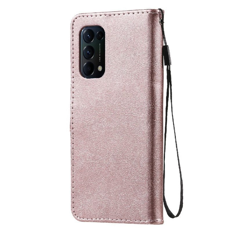 Folio-hoesje voor Oppo Find X3 Lite Met Ketting Strappy Leereffect