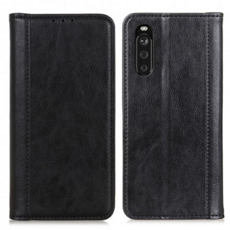 Bescherming Hoesje voor Sony Xperia 5 III Folio-hoesje Elegantie Split Litchi Leer