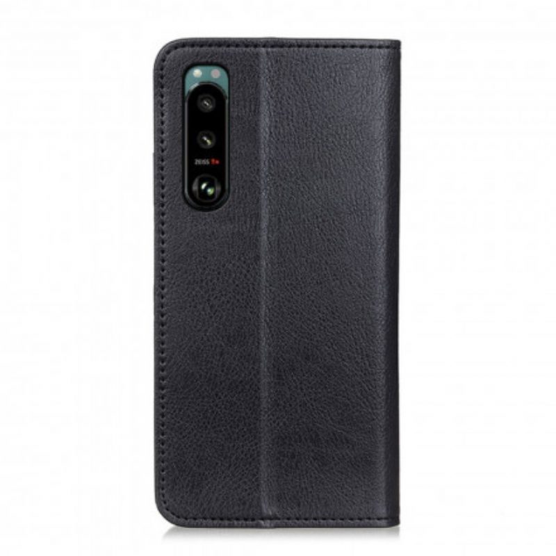 Bescherming Hoesje voor Sony Xperia 5 III Folio-hoesje Single Split Litchi-leer