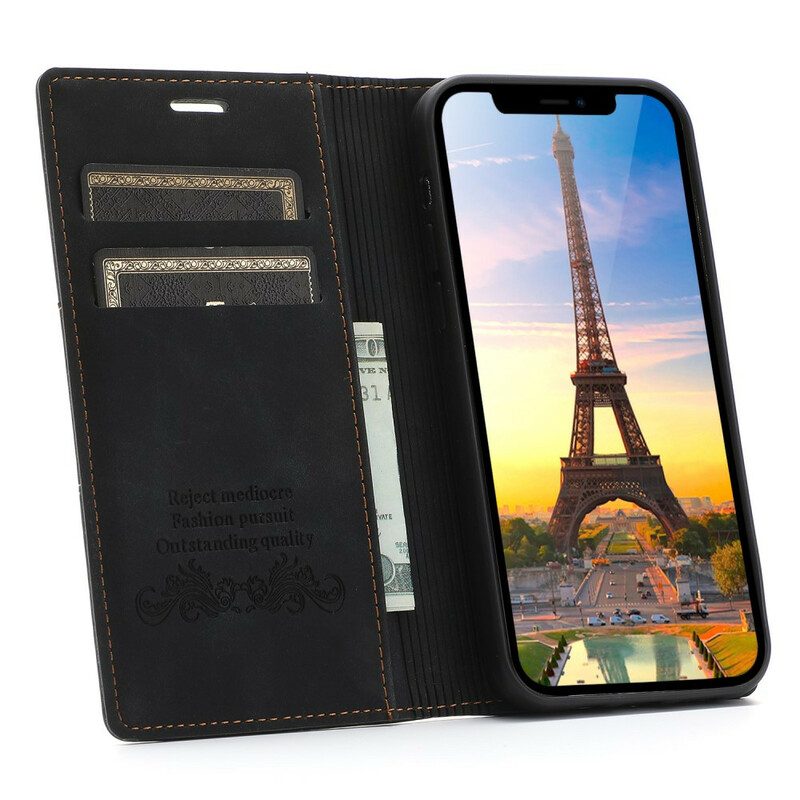 Bescherming Hoesje voor iPhone 12 / 12 Pro Folio-hoesje Couture-leereffect