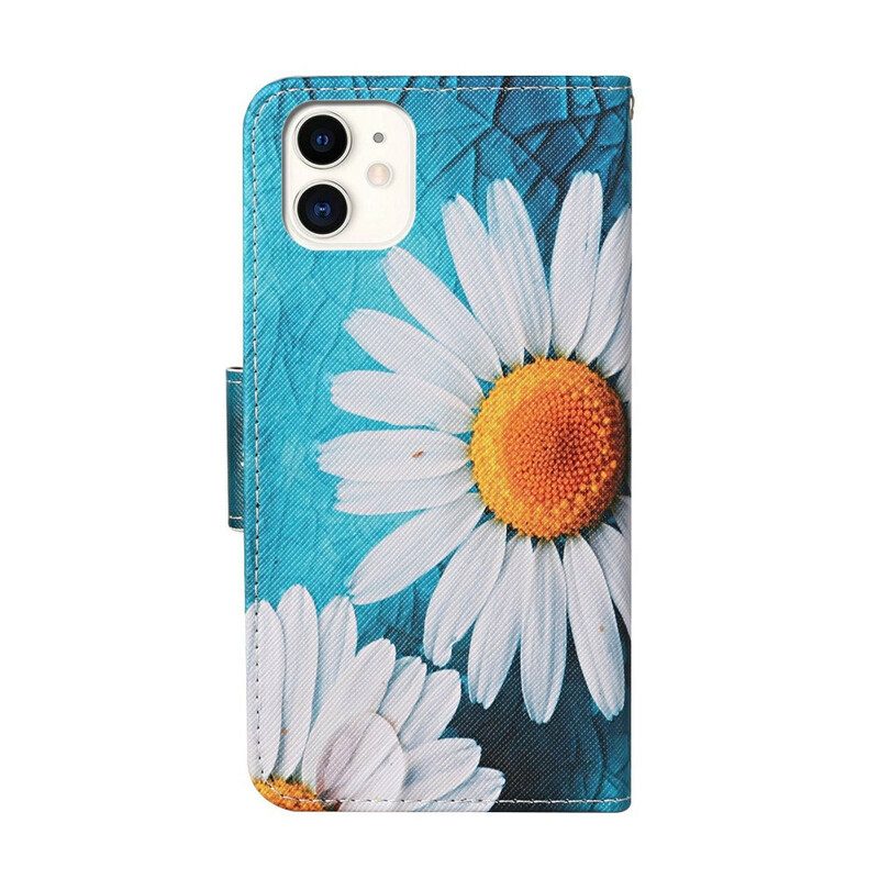 Flip Case voor iPhone 12 / 12 Pro Meesterlijke Bloemen Met Riem