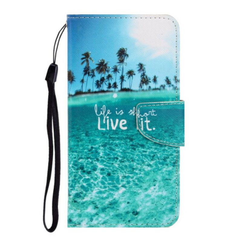 Flip Case voor iPhone 12 / 12 Pro Met Ketting Leef Het Op Lanyard