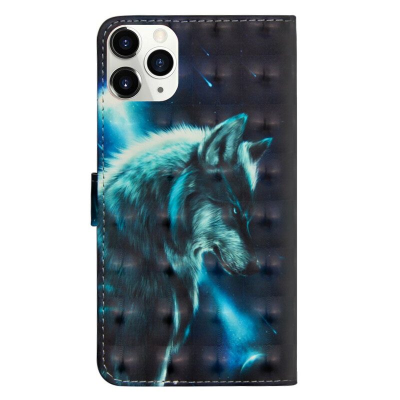 Folio-hoesje voor iPhone 12 / 12 Pro Lichte Vlek Majestueuze Wolf