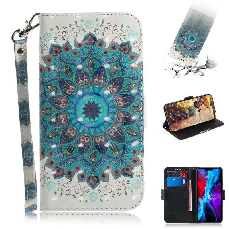 Folio-hoesje voor iPhone 12 / 12 Pro Met Ketting Meesterlijke Mandala Met Riem