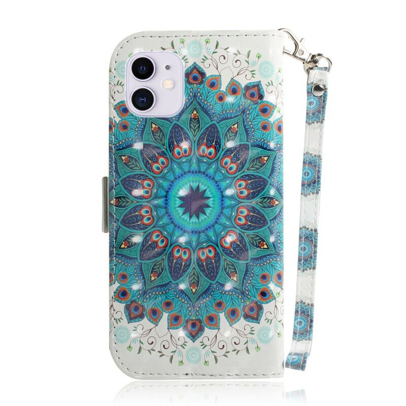 Folio-hoesje voor iPhone 12 / 12 Pro Met Ketting Meesterlijke Mandala Met Riem