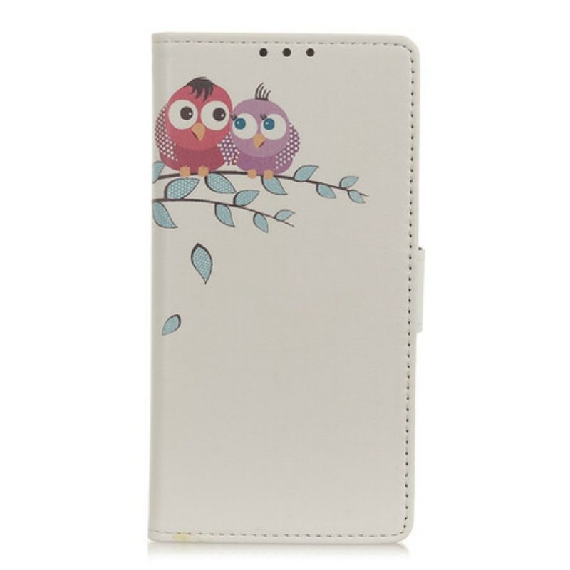 Folio-hoesje voor iPhone 12 / 12 Pro Paar Uilen Op De Boom