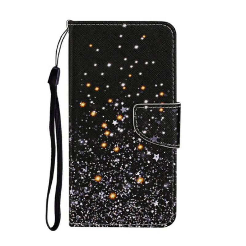 Folio-hoesje voor iPhone 12 / 12 Pro Sterren En Pailletten Met Lanyard