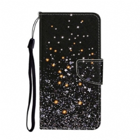 Folio-hoesje voor iPhone 12 / 12 Pro Sterren En Pailletten Met Lanyard