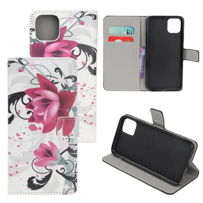 Folio-hoesje voor iPhone 12 / 12 Pro Tropische Bloemen