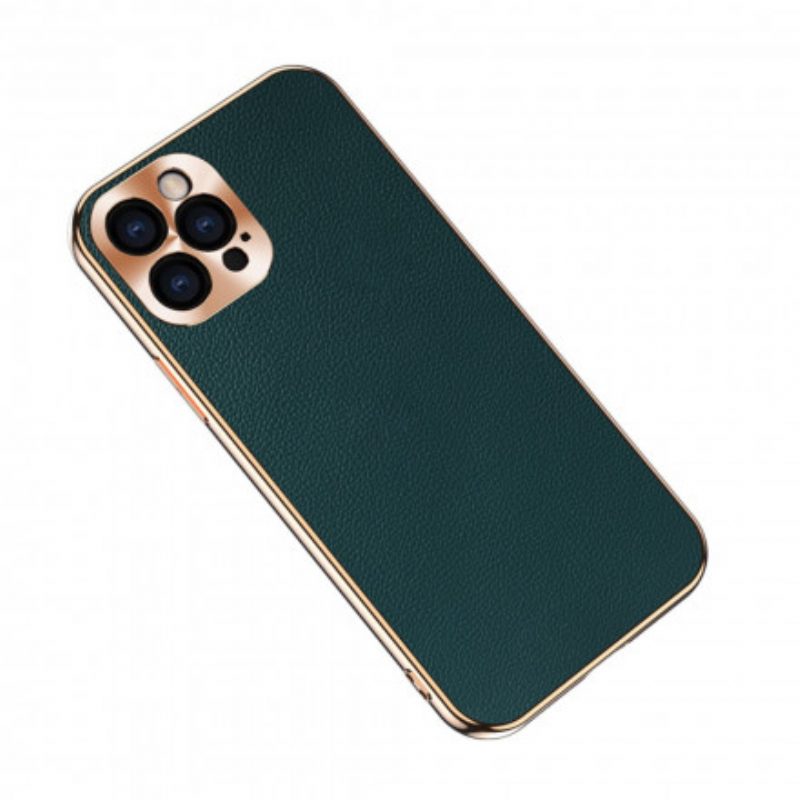 Hoesje voor iPhone 12 / 12 Pro Bescherming Hoesje Fotomodulebescherming Van Echt Leer