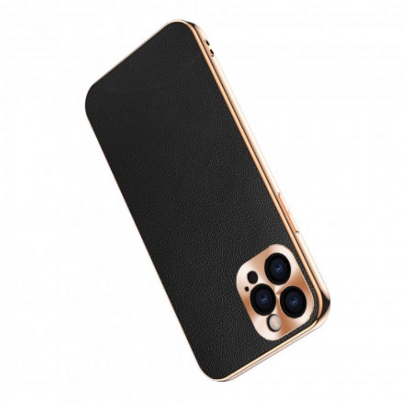 Hoesje voor iPhone 12 / 12 Pro Bescherming Hoesje Fotomodulebescherming Van Echt Leer