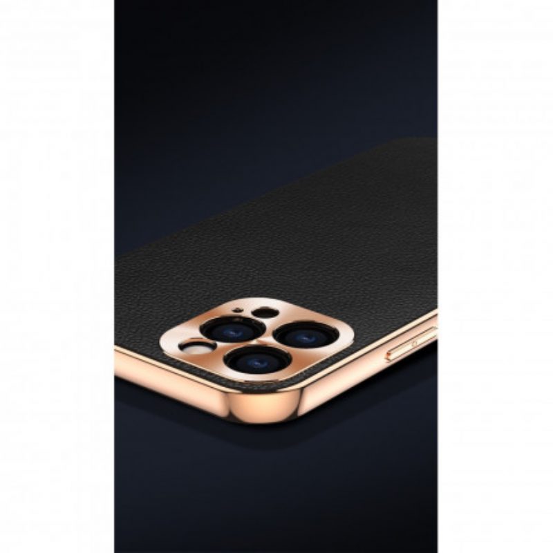 Hoesje voor iPhone 12 / 12 Pro Bescherming Hoesje Fotomodulebescherming Van Echt Leer