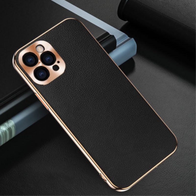 Hoesje voor iPhone 12 / 12 Pro Bescherming Hoesje Fotomodulebescherming Van Echt Leer