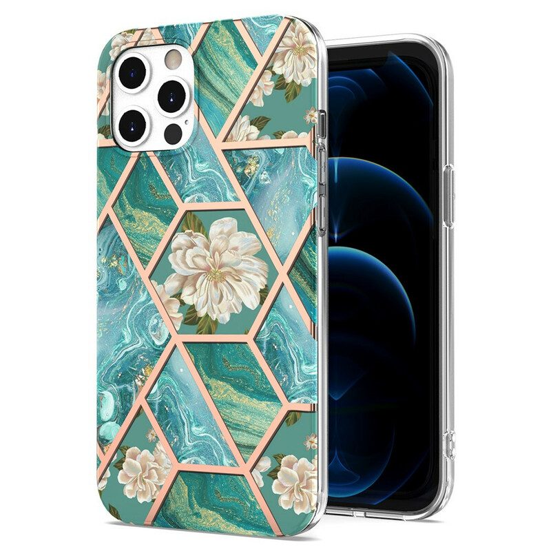 Hoesje voor iPhone 12 / 12 Pro Gemarmerde Bloemen