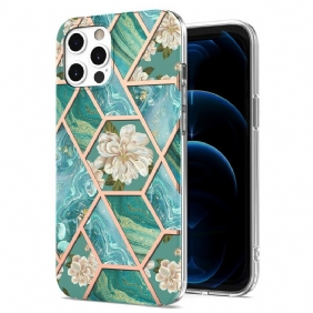 Hoesje voor iPhone 12 / 12 Pro Gemarmerde Bloemen