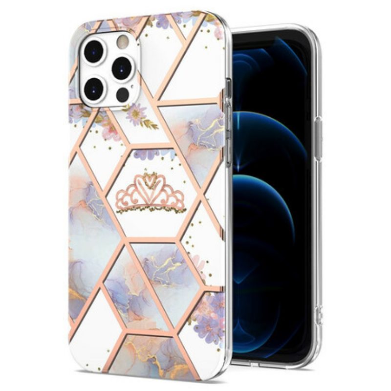 Hoesje voor iPhone 12 / 12 Pro Gemarmerde Kroon