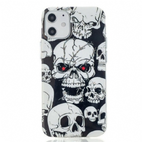 Hoesje voor iPhone 12 / 12 Pro Let Op Fluorescerende Schedels