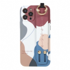 Hoesje voor iPhone 12 / 12 Pro Met Veelkleurige Steunriem