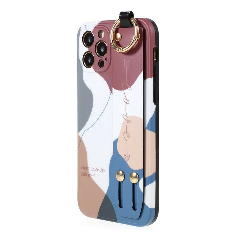 Hoesje voor iPhone 12 / 12 Pro Met Veelkleurige Steunriem