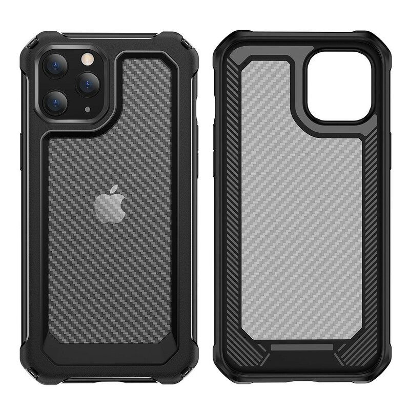 Hoesje voor iPhone 12 / 12 Pro Naadloze Koolstofvezeltextuur