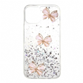 Hoesje voor iPhone 12 / 12 Pro Pailletten Met 3d-vlinders