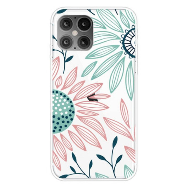 Hoesje voor iPhone 12 / 12 Pro Transparante Één Bloem