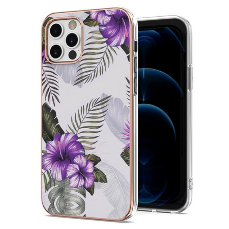 Hoesje voor iPhone 12 / 12 Pro Violette Bloemen