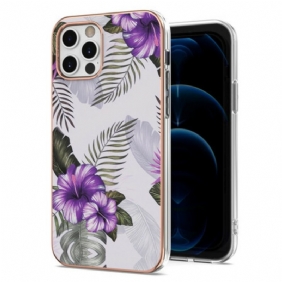 Hoesje voor iPhone 12 / 12 Pro Violette Bloemen