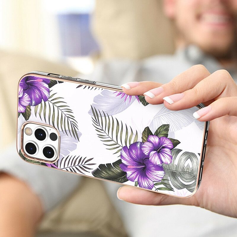 Hoesje voor iPhone 12 / 12 Pro Violette Bloemen