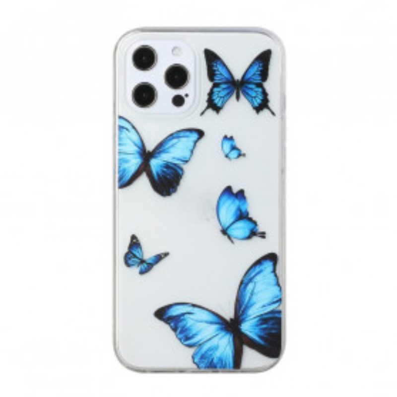 Hoesje voor iPhone 12 / 12 Pro Vlucht Van Blauwe Vlinders