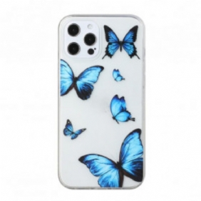 Hoesje voor iPhone 12 / 12 Pro Vlucht Van Blauwe Vlinders