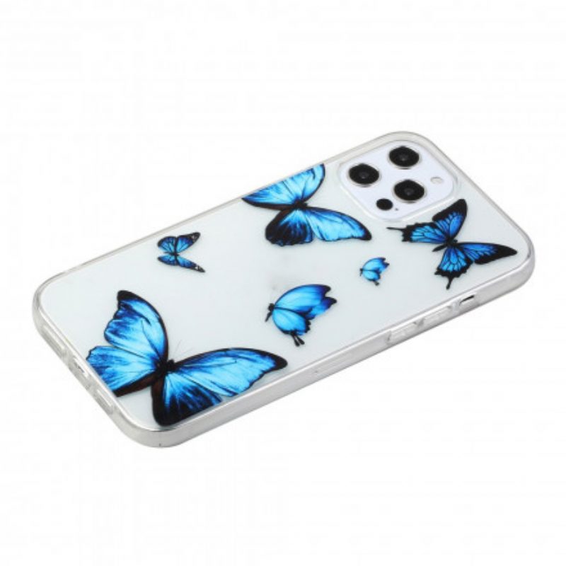 Hoesje voor iPhone 12 / 12 Pro Vlucht Van Blauwe Vlinders