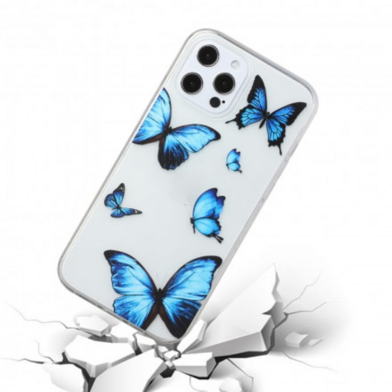 Hoesje voor iPhone 12 / 12 Pro Vlucht Van Blauwe Vlinders