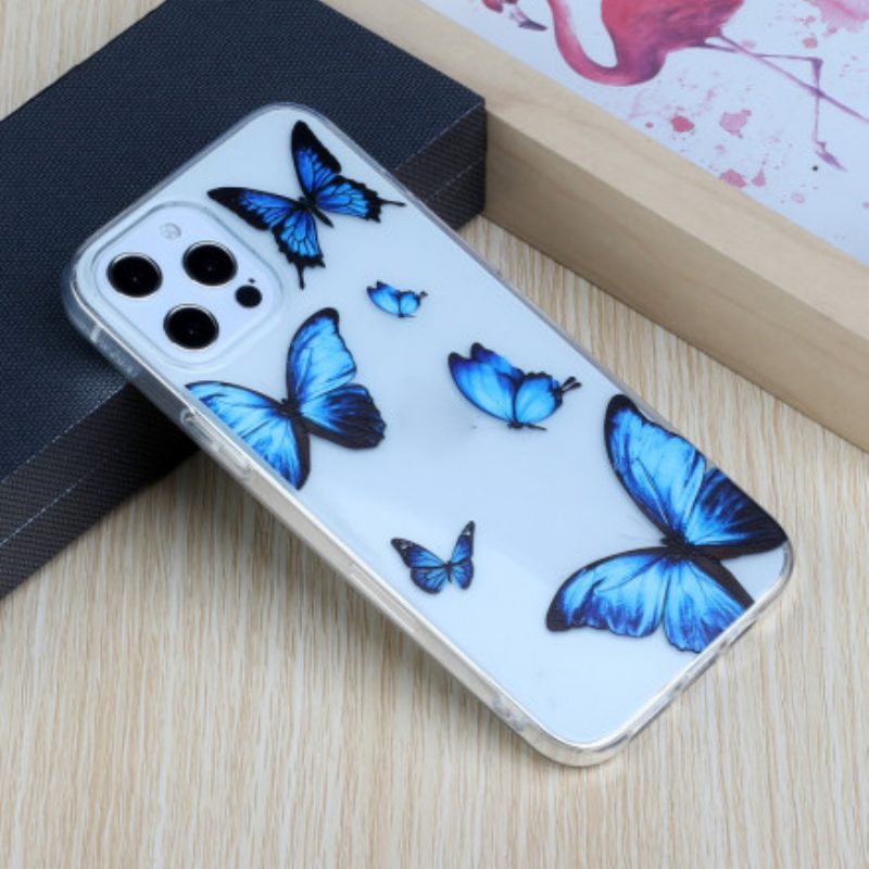 Hoesje voor iPhone 12 / 12 Pro Vlucht Van Blauwe Vlinders