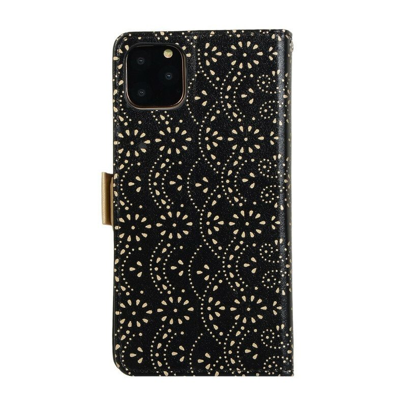 Leren Hoesje voor iPhone 12 / 12 Pro Met Ketting Portemonnee Met Kanten Riem