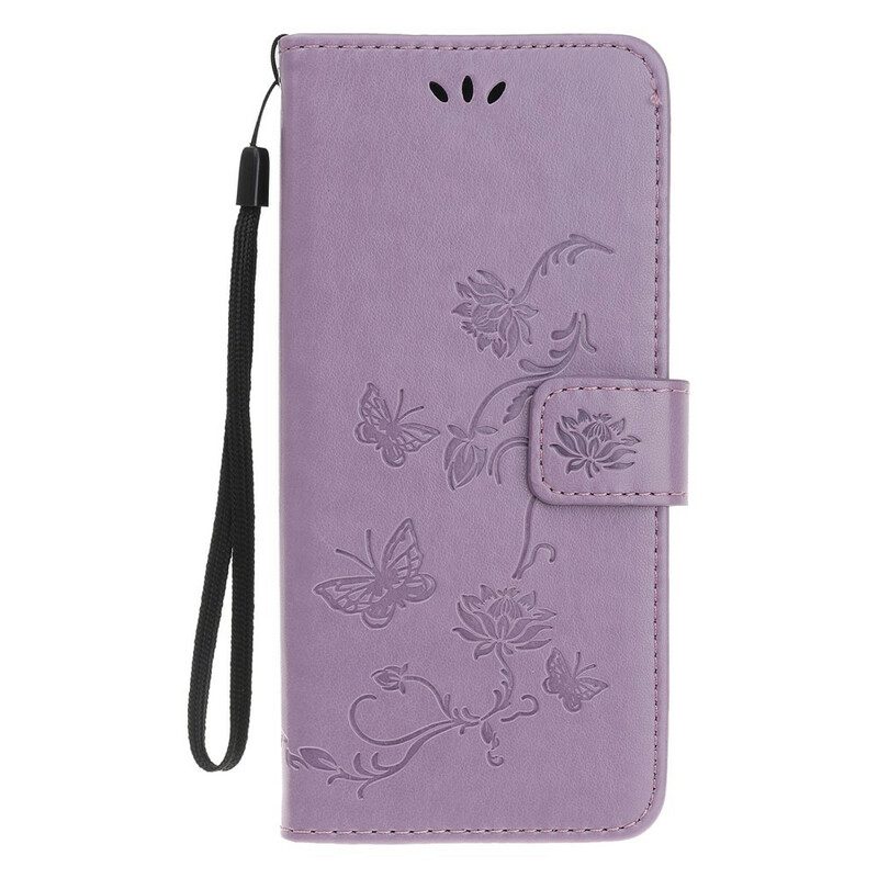 Leren Hoesje voor iPhone 12 / 12 Pro Met Ketting Strakke Bloemen