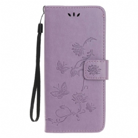 Leren Hoesje voor iPhone 12 / 12 Pro Met Ketting Strakke Bloemen