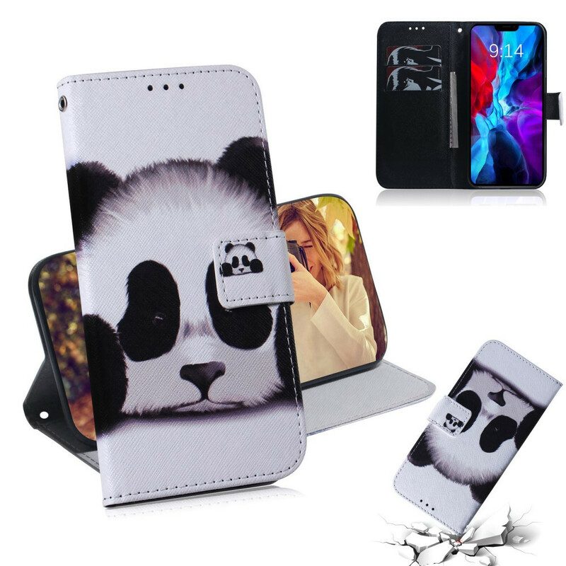 Leren Hoesje voor iPhone 12 / 12 Pro Panda Gezicht