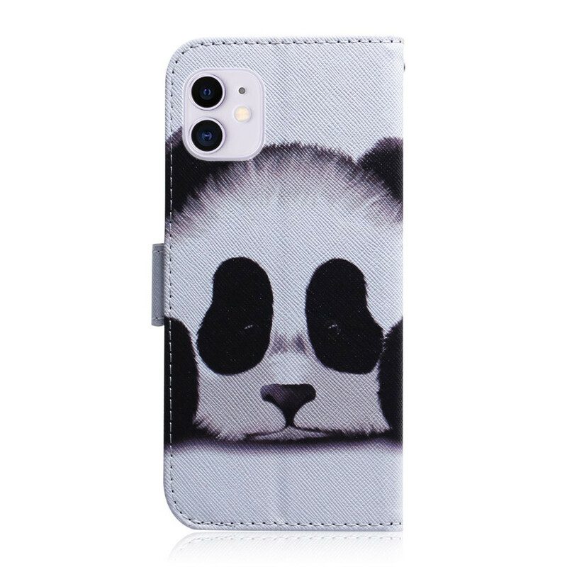 Leren Hoesje voor iPhone 12 / 12 Pro Panda Gezicht