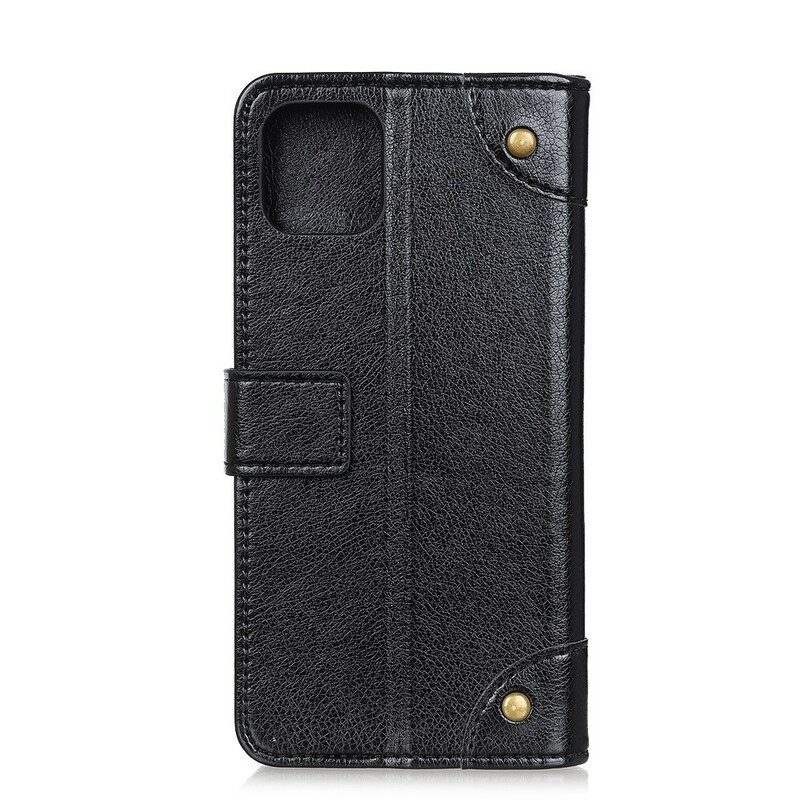 Leren Hoesje voor iPhone 12 / 12 Pro Stijl Nappa Lederen Vintage Klinknagels