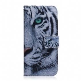 Leren Hoesje voor iPhone 12 / 12 Pro Tijger Gezicht