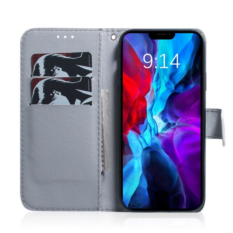 Leren Hoesje voor iPhone 12 / 12 Pro Tijger Gezicht