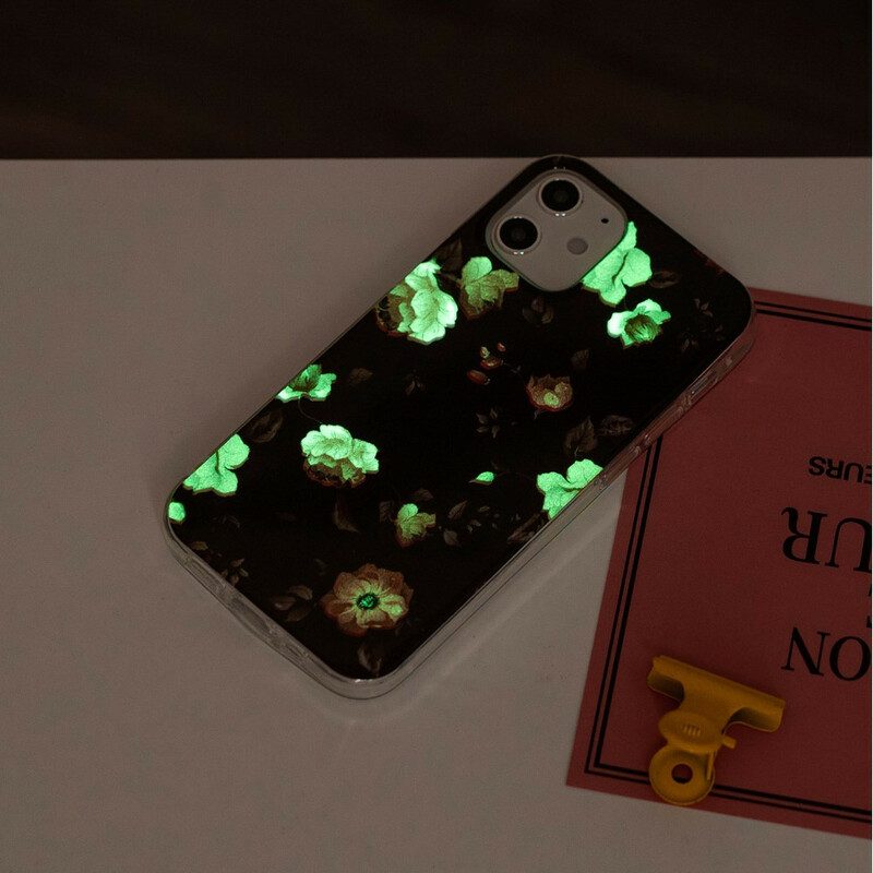 Telefoonhoesje voor iPhone 12 / 12 Pro Fluorescerende Bloemenserie