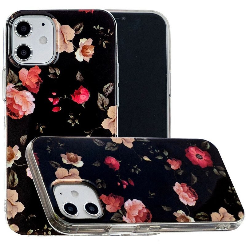 Telefoonhoesje voor iPhone 12 / 12 Pro Fluorescerende Bloemenserie