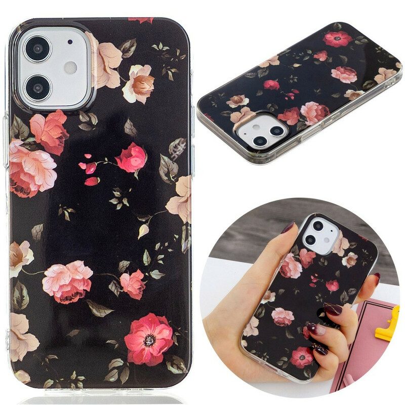 Telefoonhoesje voor iPhone 12 / 12 Pro Fluorescerende Bloemenserie