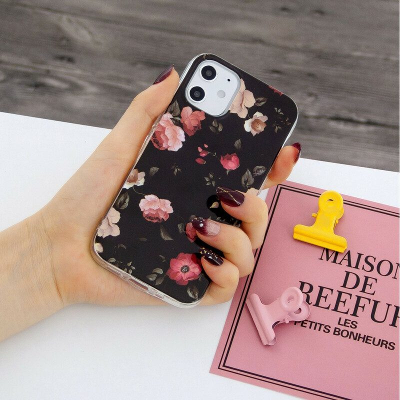 Telefoonhoesje voor iPhone 12 / 12 Pro Fluorescerende Bloemenserie