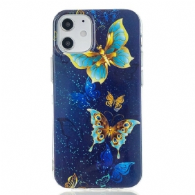 Telefoonhoesje voor iPhone 12 / 12 Pro Fluorescerende Vlinders Serie