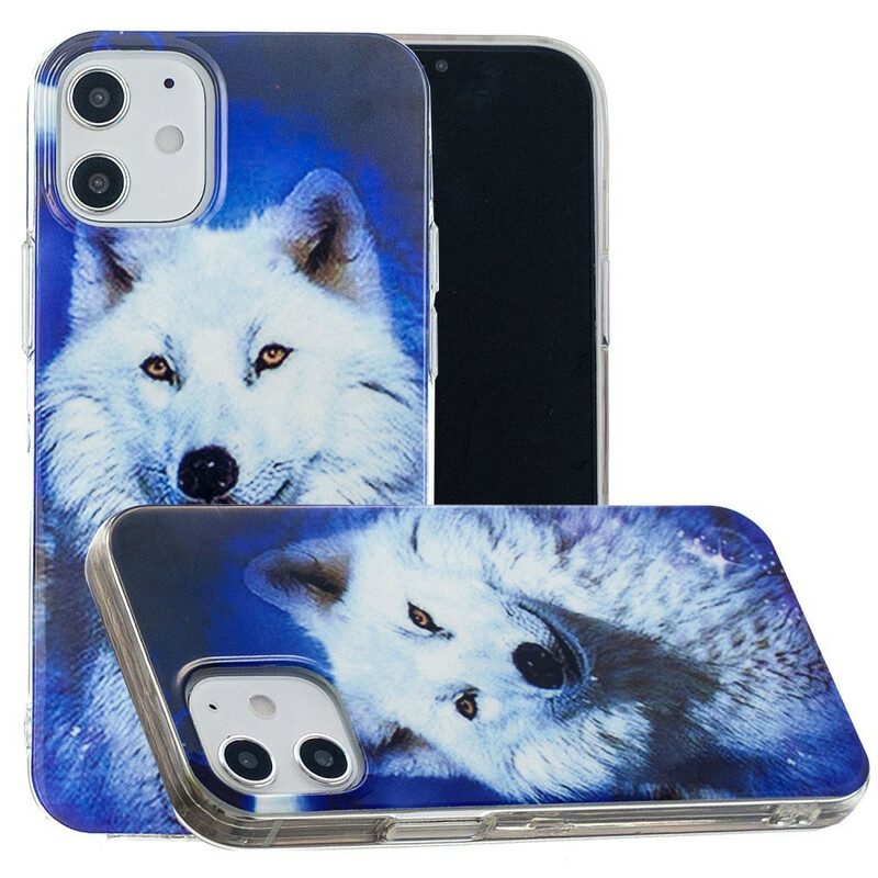 Telefoonhoesje voor iPhone 12 / 12 Pro Fluorescerende Wolf-serie