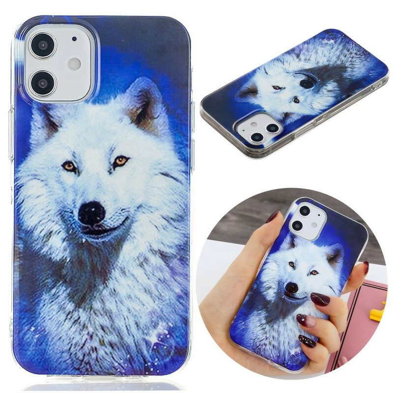 Telefoonhoesje voor iPhone 12 / 12 Pro Fluorescerende Wolf-serie